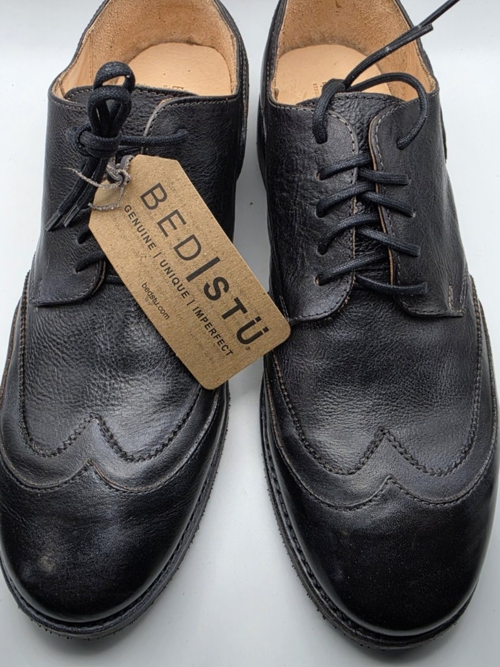 Bed Stu Basalt Mens Derby Shoes Black Rustic Leather Lace Up Size 10.5. New